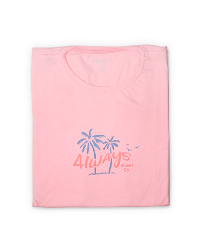 Camiseta Rosa Always Coqueiros e Praia