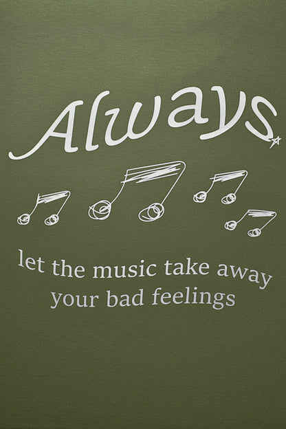 Music is Good Feelings T-Shirt Stone Green